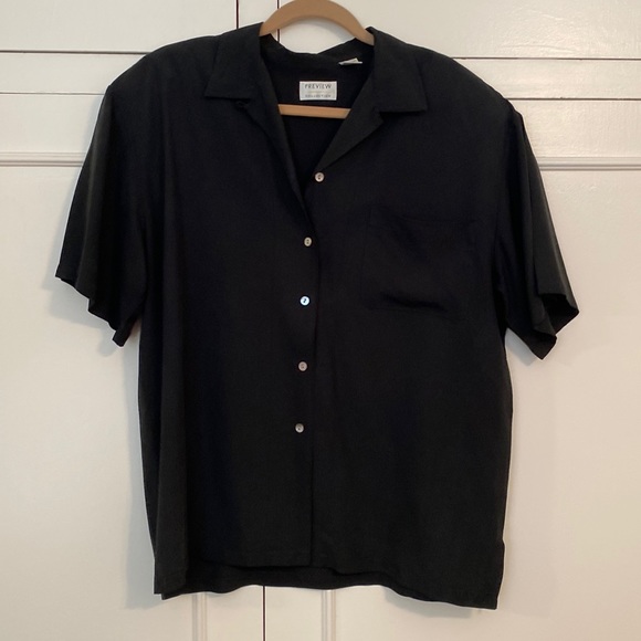 Preview Collection Tops Black Silk Camp Shirt Poshmark
